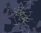 Karte zeigt Nachtzugverbindungen in Europa. Von Paris über Marseille und Nizza bis nach Rom und Palermo.