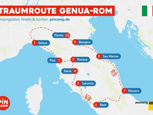 Traumroute Genua-Rom: Eine Reise durch Italien mit dem Camper. Entdecke Städte wie Florenz, Siena und Rom. Perfekt für dein nächstes **backpacking italien** Abenteuer.