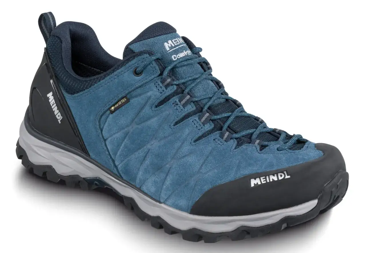Blauer Meindl Mondello GTX Wanderschuh mit Gore-Tex, bereit für jeden meindl mondello gtx test.
