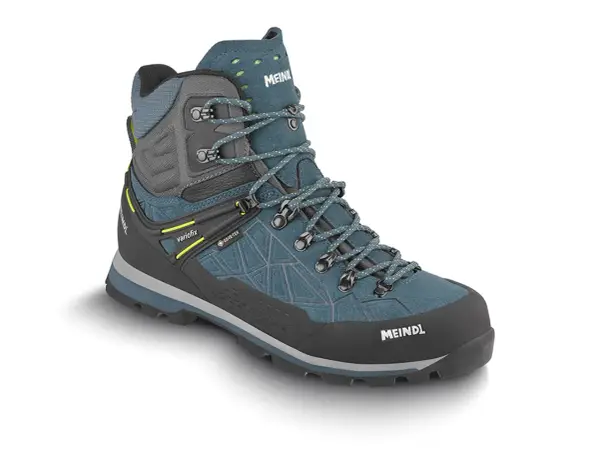 Meindl Lite Hike GTX Test: Ein robuster, wasserdichter Wanderschuh in Petrol und Grau mit Schnürung und Gore-Tex.